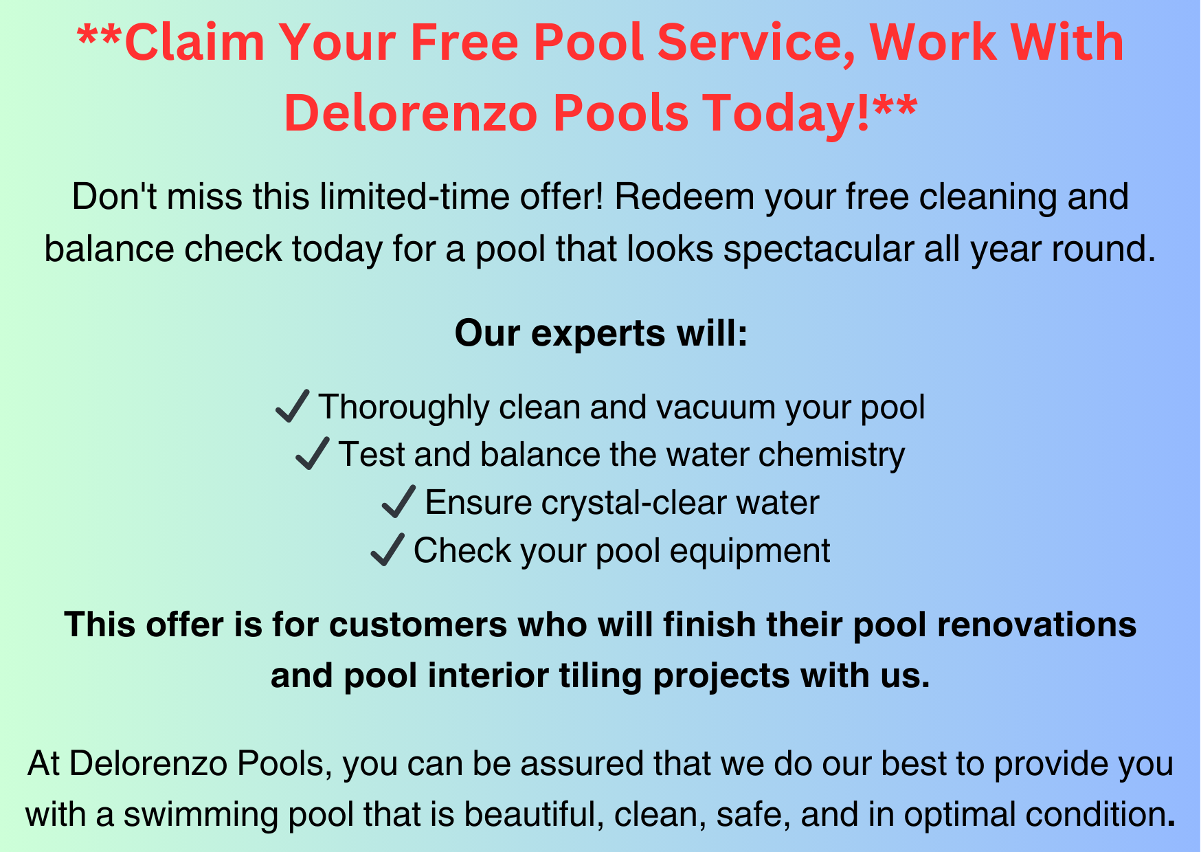 Free Pool Service